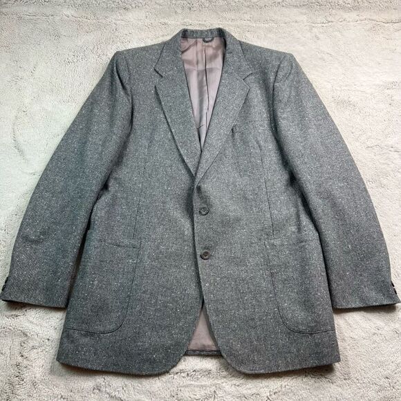 Yves St Germain Wool Blend Gray Tweed Blazer Jacket Mens Size 44 Coat Vintage - Picture 1 of 13